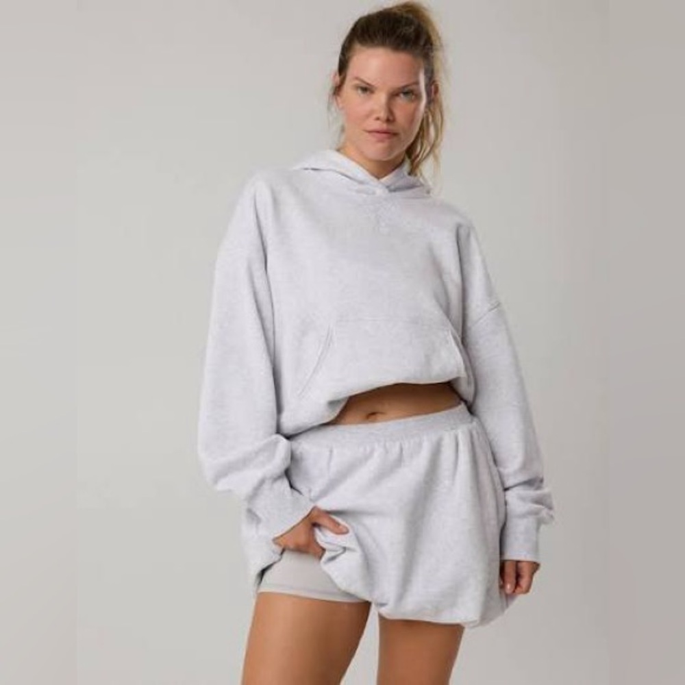 OFFLINE By Aerie Cloud Fleece Bubble Skort Gray With Pockets